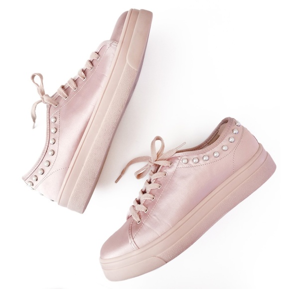 Zara Shoes - ZARA Blush Pink Pearl Embellished Platform Sneaker